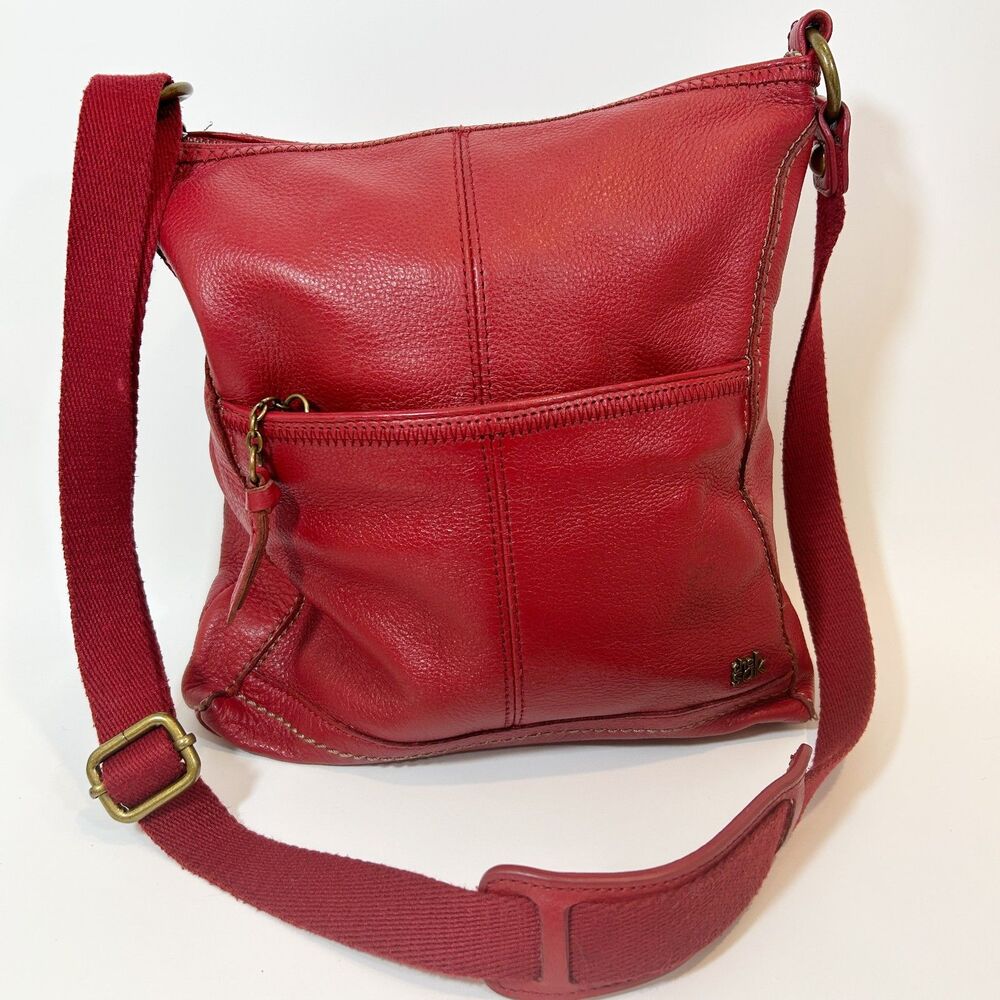 The Sak Lucia Leather Crossbody Scarlet Stitch Red Purse